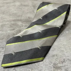 【Burberry】レジメンタルストライプネクタイ　ビジネス向け　バイカラー　グレー　灰色　シルバー　銀色　グリーン　緑　バーバリー　ホースロゴ入り