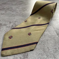 【dunhill】レジメンタルストライプネクタイ　ビジネス向け　ゴールド　金　光沢　DAロゴ入り　慶事にも