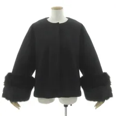 エムプルミエ ブラック M-Premier BLACK ファーカフスノーカラーショートコート C238-021 ジャケット カシミヤ混 ブラック 黒 36