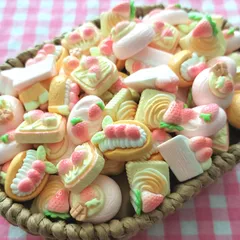 【374】100個 デコパーツ ミニチュア いちご ケーキ パン ホイップ スイーツ ミックス まとめ売り