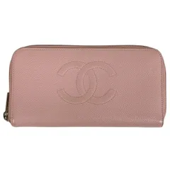 シャネル CHANEL ココマーク ラウンドファスナー長財布 CC ラウンドジップ 長財布 キャビアスキン ピンク A50071 レディース 【中古】