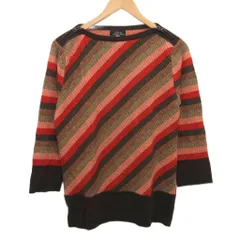 レキップヨシエイナバ L'EQUIPE YOSHIE INABA ニット セーター 長袖 ウール チェック 茶 ブラウン マルチカラー 15 約L ■YHS11