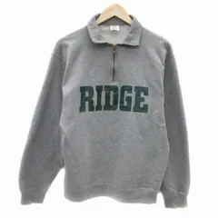 ジャージーズ JERZEES 90s トレーナー ミドル丈 襟付き ハーフジップ プリント M グレー 緑 グリーン /YS19