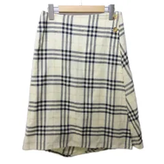 バーバリー ロンドン BURBERRY LONDON ノバチェック ラップスカート 巻きスカート ウール ロング 38 約M ベージュ 系 IBO84 1123