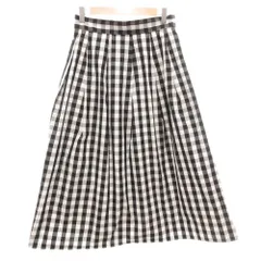インディヴィ INDIVI 美品 ロングスカート フレア 40 黒 ブラック 白 ホワイト ギンガムチェック /NL ■YHS9