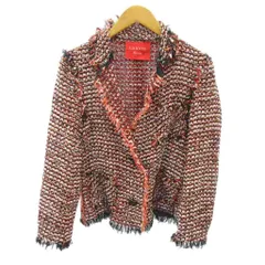 ランバン LANVIN ジャケット ブルゾン ツイード ショート丈 34 赤 レッド 0124 IBO87のサムネイル