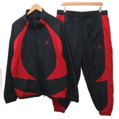 ナイキ NIKE AIR JORDAN セットアップ ナイロンジャケット トラックパンツ ブルゾン ダブルジップ ラグラン ロゴ 3XL XXL 黒 ブラック 赤 レッド DX9368-013