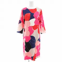 ラナン Ranan 美品 ワンピース 総柄 クルーネック 7分袖 ひざ丈 M マルチカラー /AE