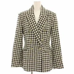 ザラ ZARA テーラードジャケット 上着 ダブル S 白 ホワイト 黒 ブラック 千鳥格子 /HN