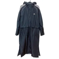 【美品】adidas 内側ボア ベンチコート ブラック L メンズ 防寒 スポーツ【ZK97】