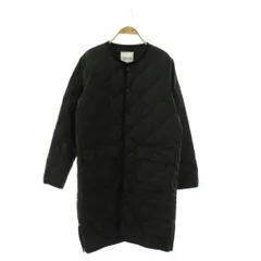 タイオン TAION キルティングコート アウター ロング ノーカラー S 黒 /NR ■OS