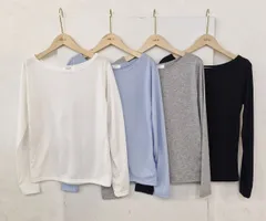 ボートネック 長袖Tシャツ 春新商品 ベーシックカットソー ボートネック 長袖Tシャツ デイリー