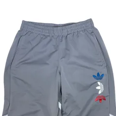 adidas トラックパンツ ジャージ グレー ウエストゴム 紐なし 裾ゴム 補修あり　S