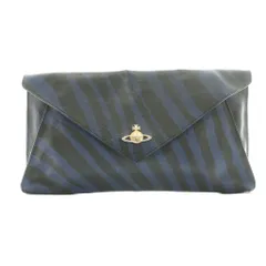 ヴィヴィアンウエストウッド Vivienne Westwood クラッチバッグ ゼブラ柄 紺 ネイビー 黒 ブラック /SS ■OS