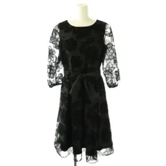 エムズグレイシー M'S GRACY 花柄レース リボン シアー ワンピース 38 ブラック /ES ■OS