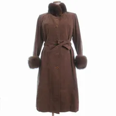 KOKOBEALL オンワード樫山 コート フェイクスエード フォックスファー 長袖 中綿 L 茶 ブラウン ■GY99