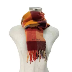 ポールスミス Paul Smith ドイツ製 ブロックチェック カシミヤ混 ウール マフラー メンズ 表記無 