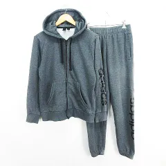 アディダス adidas セットアップ 上下 スウェット パーカー 長袖 ジップアップ パンツ ロング丈 ジョガー ロゴ M グレー スポーツウェア ※EKM 