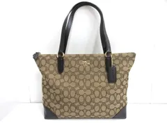 コーチ COACH シグネチャー トートバッグ F29958 ベージュ ブラウン系 キャンバス レザー ショルダーバッグ かばん ☆AA★
