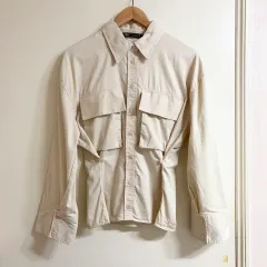 ザラ (ZARA) ベージュ ビッグポケット シャツ (XS)
