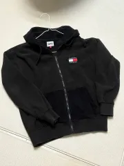 タミーヒルフィガー ブラック 起毛 コーデュロイ フード ジップアップ M サイズ