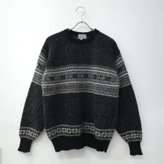 ウール100% ノルディック パータン ニット ブラック