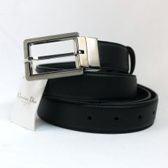極美品】Dior ディオール レザー ベルト ブラック シルバー 85クリス期