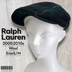 Polo by Ralph Lauren ポロバイラルフロレーン■美品 2000s 中期 タータンチェック柄 ウール100 ハンチング帽 S/M 紺×深緑 ポニー刺繍 ベレー帽 キャスケット
