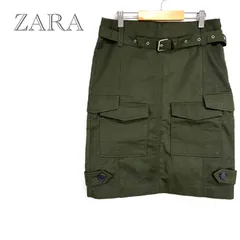 ザラ♡ZARA【M】タイトスカート　ミニ丈　ミリタリー　ベルト付き　カーゴ　カジュアル