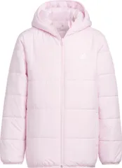 アディダス adidas U ESS パデッドジャケット キッズ ジュニア 中綿ジャケット アウター スポーツウェア フルジップ フード付き 防寒 保温 冬服 暖かい 上着 通学  HAX53 IL6075 クリアPNK