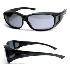 [冒険王] サングラス 眼鏡の上から オーバーグラス 偏光サングラス 【鯖江企画/運転用】 フィットオーバー (瞳が見える薄いグレー（オーバル型）)