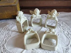フランス アンティーク  素敵な 天使　エンジェル　ナプキンキング　5点セット