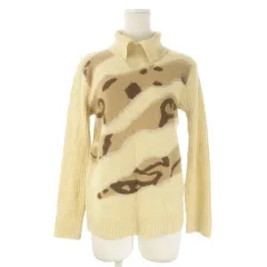 エヴェックス バイ クリツィア EVEX by KRIZIA ニット セーター ウール 40 ベージュ 長袖 襟付き アニマル柄 /CK31 ■GY61