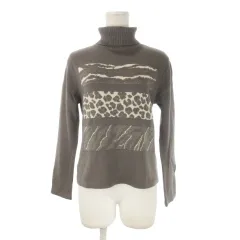 エヴェックス バイ クリツィア EVEX by KRIZIA ニット セーター ウール 42 グレー ラメ タートルネック 長袖 ヒョウ柄 /CK30 ■GY61