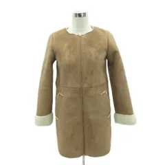 エージーバイアクアガール AG by aquagirl フェイクムートンコート ロング丈 M ベージュ ノーカラー /SM54 ■GY58