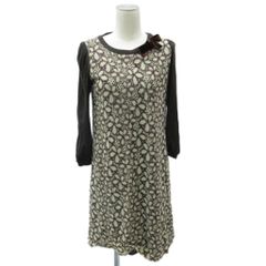 エムズグレイシー M'S GRACY ウール混 バイカラー リボン ワンピース