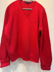 ポロラルフローレン レッド Vネック ニット