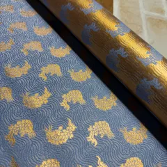 blu0131 生地　金襴　西陣織物 70×100cm〜