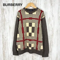 BURBERRY LONDON バーバリーロンドン マルチチェック クルーネック アルパカ ウール ニット 長袖 セーター メンズ トップスのサムネイル