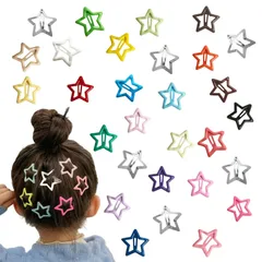 パッチンピン ヘアピン y2k おしゃれ 星 五芒星 ヘアアクセサリー 星 前髪 髪留め カラフル クリップ 髪飾り 可愛い 子供 大人 48個セット 女性 3.2CM ヘアクリップ (マルチカラー A)