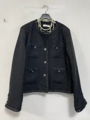 N6005 ポケット ツイード ジャケット ノーカラー