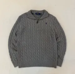 ポロラルフローレン ハーフジップ ケーブル編み ニット グレー