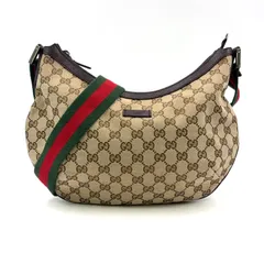 GUCCI GGキャンバス GGキャンバス レザー×キャンバス ベージュ ショルダーバッグ ゴールド 181092