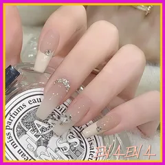 happykau ネイルチップ 24枚入 付け爪 長さ 人気 つけ爪 3D かわいい 手作り ネイルシール ファッション ネイル 結婚式 ネイルチップ 花嫁ネイル ピンク 可愛い (P, free) 1