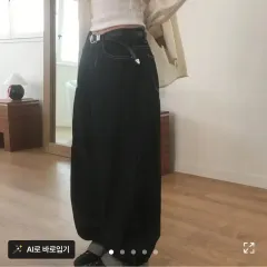 ワンダーワンダー ワイド 生デニム パンツ 黒 L