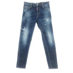 【新品】ディースクエアード DSQUARED2 REGULAR JEAN ペイント加工 ストレッチ コットン ジーンズ デニムパンツ ネイビー【サイズ42】【メンズ】