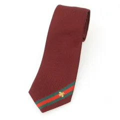 【中古】グッチ GUCCI シルク 無地ネクタイ ワインレッド【メンズ】