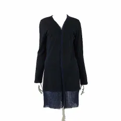 レコパン LES COPAINS BLUE カーディガン ロング トッパー ウール 長袖 モヘア ニット ドッキング M 44 ダークネイビー 紺 近年モデルのサムネイル