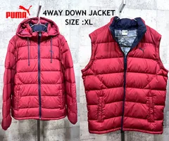 美品 プーマ 4WAY ダウンジャケット XL メンズ レッド PUMA ベスト