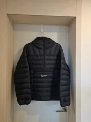 Supreme マイクロ ダウン ハーフ ジップ フーディー プルオーバー ブラック - 24FW L